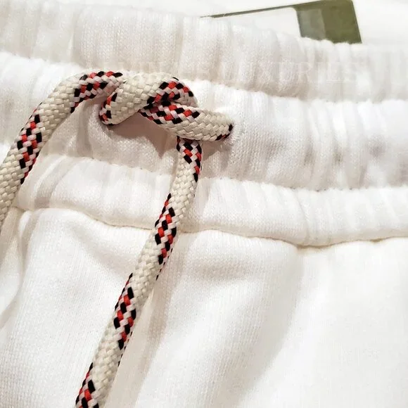 GUCCI PANTS INTERLOCKING G LOGO WHITE COTTON SWEATPANTS sz S